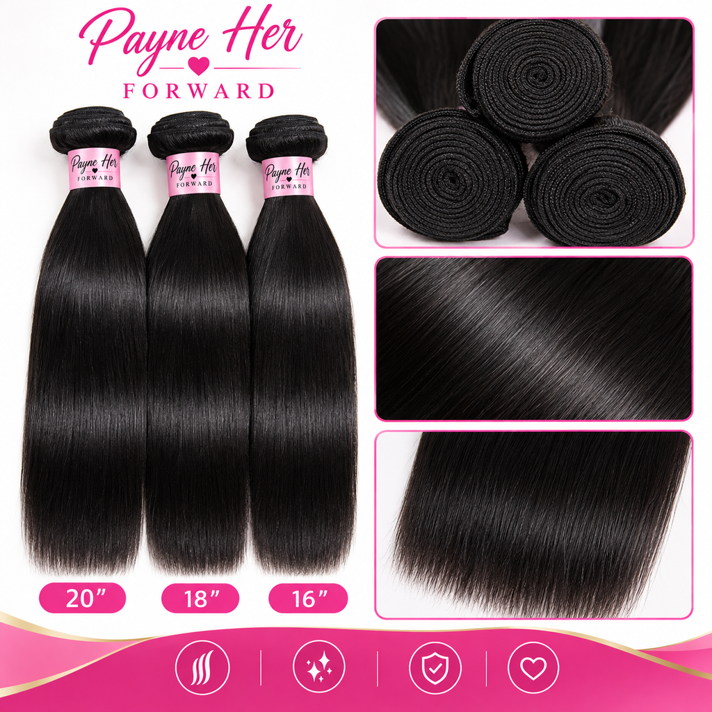 Straight Human Hair Bundle Deal – 20", 18" & 16"