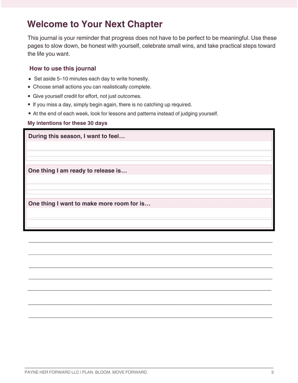 The 30-Day Growth Journal: Plan. Reflect. Grow. Become Her.